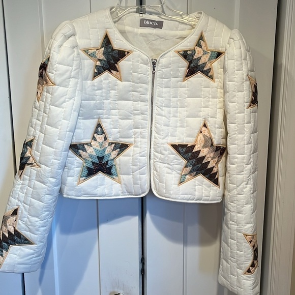 Blue B QUILTED MULTI STAR PADDED WESTERN Zipper JACKET Large ⭐️ - Picture 3 of 13